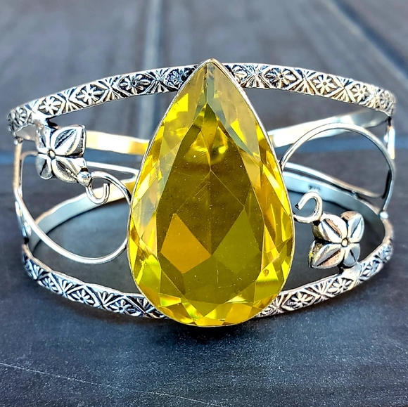 New Citrine 925 Silver Cuff Bracelet. - Picture 4 of 10